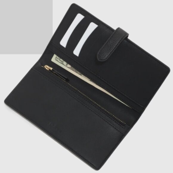 Quince Black Italian Pebbled Leather Wallet Bifold 14 Card Slots NWT - Picture 5 of 10